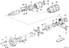 Эласт.муфта/промеж.опора карданного вала для BMW E34 525i M50 (схема запасных частей)