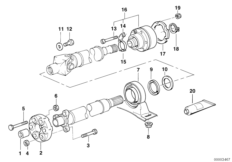 ШРУС промежут.опоры карданного вала для BMW E38 L7 M73 (схема запасных частей)