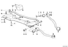 Балка переднего моста/поперечный рычаг для BMW E28 520i M20 (схема запасных частей)