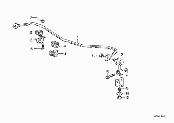Стабилизатор Пд для BMW E30 320is S14 (схема запчастей)