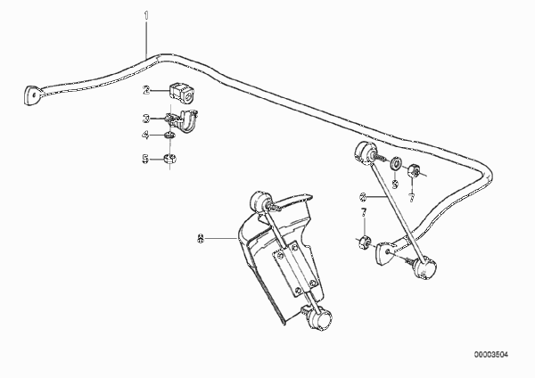 Стабилизатор Пд для BMW E34 525i M50 (схема запчастей)