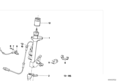 Амортизационная стойка Пд/амортизатор для BMW E30 M3 S14 (схема запасных частей)