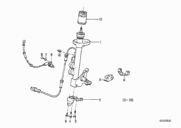 Амортизационная стойка Пд/амортизатор для BMW E30 M3 S14 (схема запчастей)