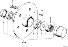 Подшипники ступицы колеса для BMW E12 528 M30 (схема запасных частей)