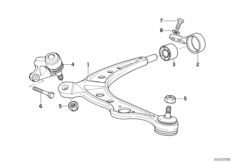Балка переднего моста/поперечный рычаг для BMW E34 525ix M50 (схема запасных частей)