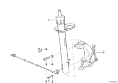 Амортизационная стойка Пд/амортизатор для BMW E34 525ix M50 (схема запасных частей)