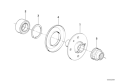 Подшипники ступицы колеса для BMW E34 525ix M50 (схема запасных частей)
