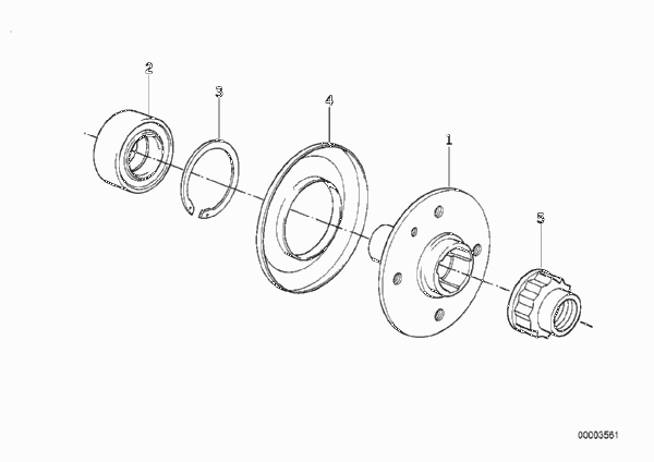 Подшипники ступицы колеса для BMW E34 525ix M50 (схема запчастей)