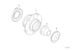 Подшипники ступицы колеса для BMW E38 750i M73N (схема запасных частей)