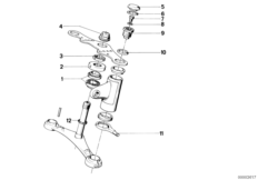 Перемычка вилки, дополн.элементы для BMW 2474 R 100 S 0 (схема запасных частей)