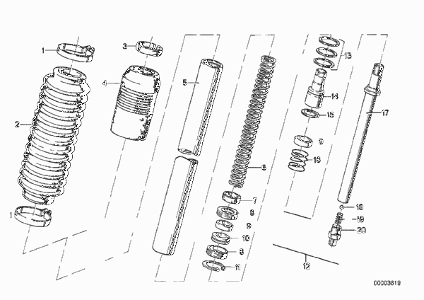 Неподвижная труба вилки/амортизатор для BMW 2477 R 80 TIC 0 (схема запчастей)