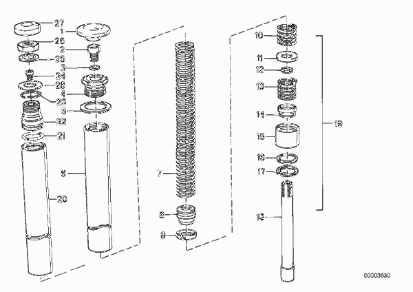 Неподвижная труба вилки/амортизатор для MOTO 2472 R 80 RT 0 (схема запчастей)