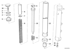 Неподвижная труба вилки/амортизатор для BMW 2473 R 80 R 91 0 (схема запасных частей)