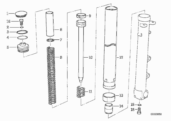 Неподвижная труба вилки/амортизатор для BMW K569 K 75 85 (0562,0571) 0 (схема запчастей)