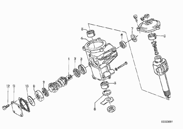 Детали рулевого механизма для BMW E12 520 M10 (схема запчастей)