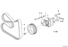 Насос гидроусилит.рул.управл./крепление для BMW E36 M3 S50 (схема запасных частей)