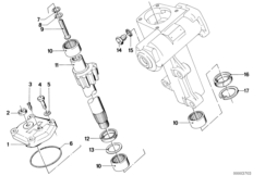 Вал с зубчат.сектор.рул.мех./подшипники для BMW E12 520i M20 (схема запасных частей)