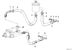 Маслопроводы гидроусилителя рул.управл. для BMW E12 528i M30 (схема запасных частей)