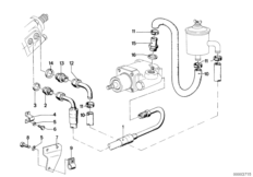 Маслопроводы гидроусилителя рул.управл. для BMW E12 520i M10 (схема запасных частей)