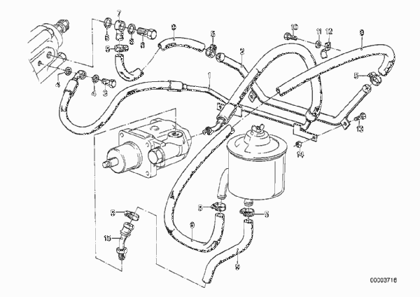 Маслопроводы гидроусилителя рул.управл. для BMW E12 520 M20 (схема запчастей)