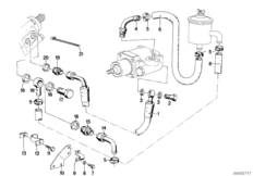 Маслопроводы гидроусилителя рул.управл. для BMW E12 535i M30 (схема запасных частей)