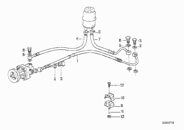 Маслопроводы гидроусилителя рул.управл. для BMW E30 318is M42 (схема запчастей)