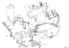 Маслопроводы гидроусилителя рул.управл. для BMW E23 728iS M30 (схема запасных частей)