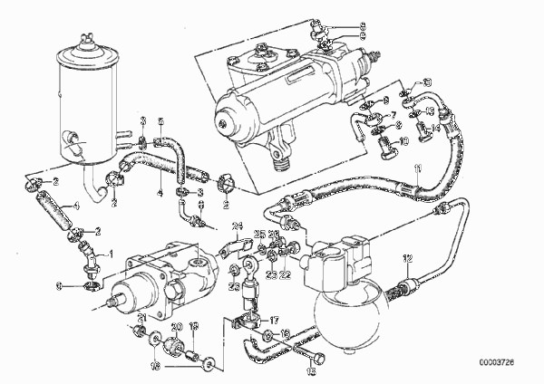 Маслопроводы гидроусилителя рул.управл. для BMW E23 728iS M30 (схема запчастей)
