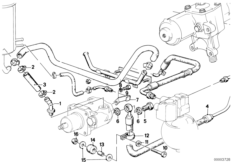Маслопроводы гидроусилителя рул.управл. для BMW E23 728i M30 (схема запасных частей)