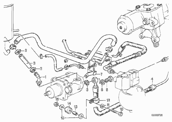Маслопроводы гидроусилителя рул.управл. для BMW E23 732i M30 (схема запчастей)