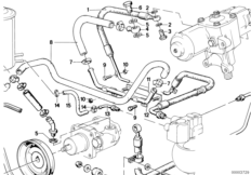 Маслопроводы гидроусилителя рул.управл. для BMW E23 732i M30 (схема запасных частей)