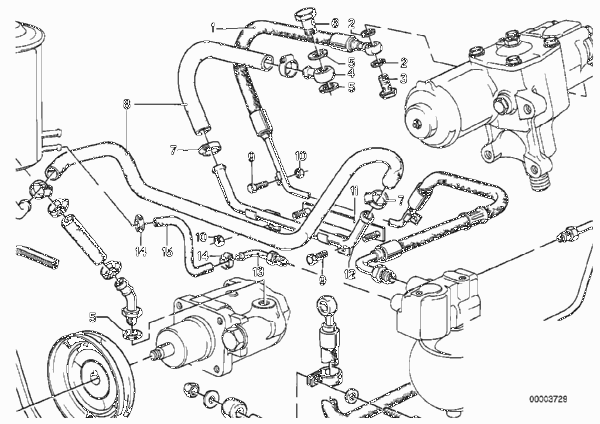 Маслопроводы гидроусилителя рул.управл. для BMW E23 735i M30 (схема запчастей)