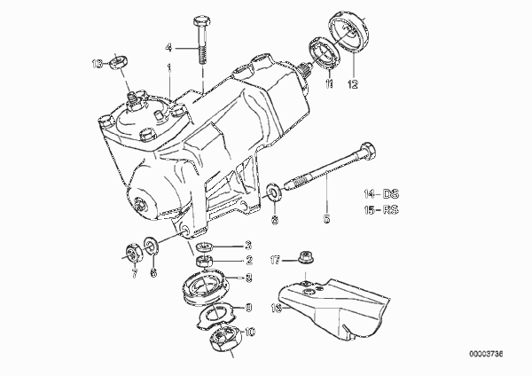 Гидроусилитель рулевого управления для BMW E28 524d M21 (схема запчастей)