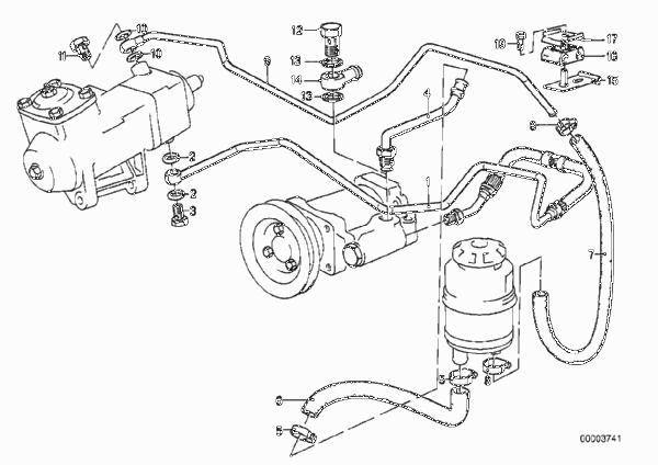Маслопроводы гидроусилителя рул.управл. для BMW E28 520i M20 (схема запчастей)