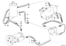 Маслопроводы гидроусилителя рул.управл. для BMW E28 528i M30 (схема запасных частей)