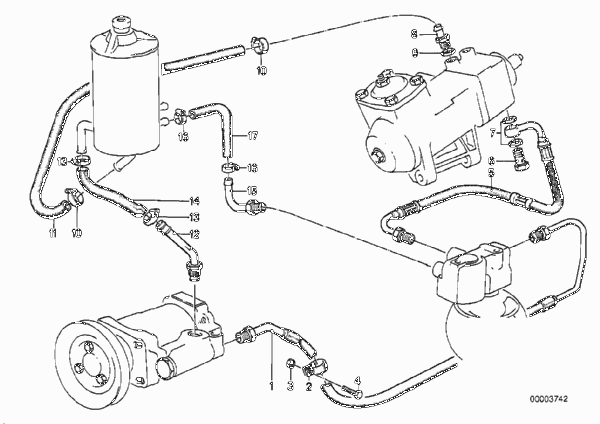 Маслопроводы гидроусилителя рул.управл. для BMW E28 528i M30 (схема запчастей)