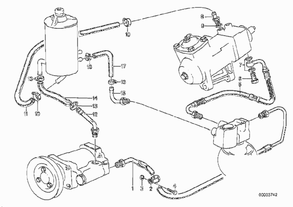 Маслопроводы гидроусилителя рул.управл. для BMW E28 525i M30 (схема запчастей)