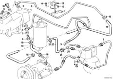 Маслопроводы гидроусилителя рул.управл. для BMW E28 525i M30 (схема запасных частей)