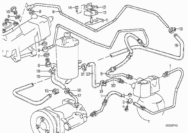 Маслопроводы гидроусилителя рул.управл. для BMW E28 525i M30 (схема запчастей)