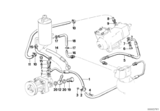 Маслопроводы гидроусилителя рул.управл. для BMW E28 M535i M30 (схема запасных частей)