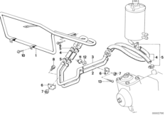 Маслопроводы гидроусилителя рул.управл. для BMW E23 728i M30 (схема запасных частей)