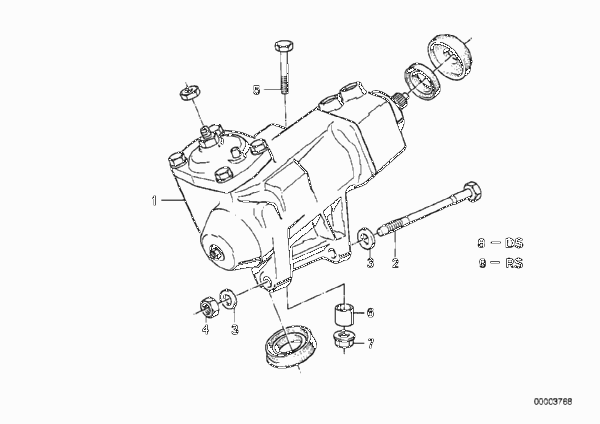 Гидроусилитель рулевого управления для BMW E32 735i M30 (схема запчастей)