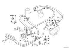 Маслопроводы гидроусилителя рул.управл. для BMW E32 750i M70 (схема запасных частей)
