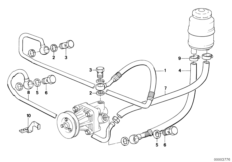 Маслопроводы гидроусилителя рул.управл. для BMW E30 325i M20 (схема запасных частей)