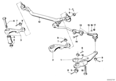 Рулевые тяги/тяги рулевой трапеции для BMW E23 730 M30 (схема запасных частей)