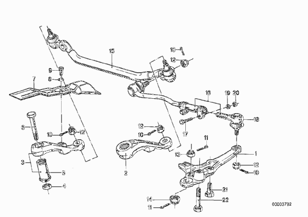 Рулевые тяги/тяги рулевой трапеции для BMW E23 728i M30 (схема запчастей)