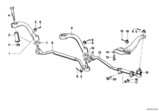 Рулевые тяги/тяги рулевой трапеции для BMW E12 520 M20 (схема запасных частей)