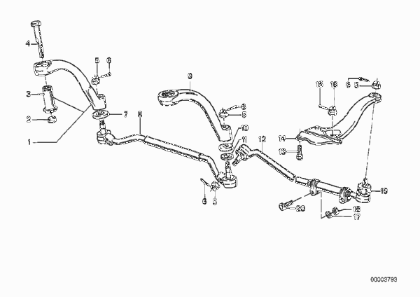 Рулевые тяги/тяги рулевой трапеции для BMW E12 520i M20 (схема запчастей)
