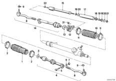 Рулевые тяги/тяги рулевой трапеции для BMW E30 324d M21 (схема запасных частей)