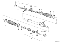 Рулевые тяги/тяги рулевой трапеции для BMW E30 318i M10 (схема запасных частей)